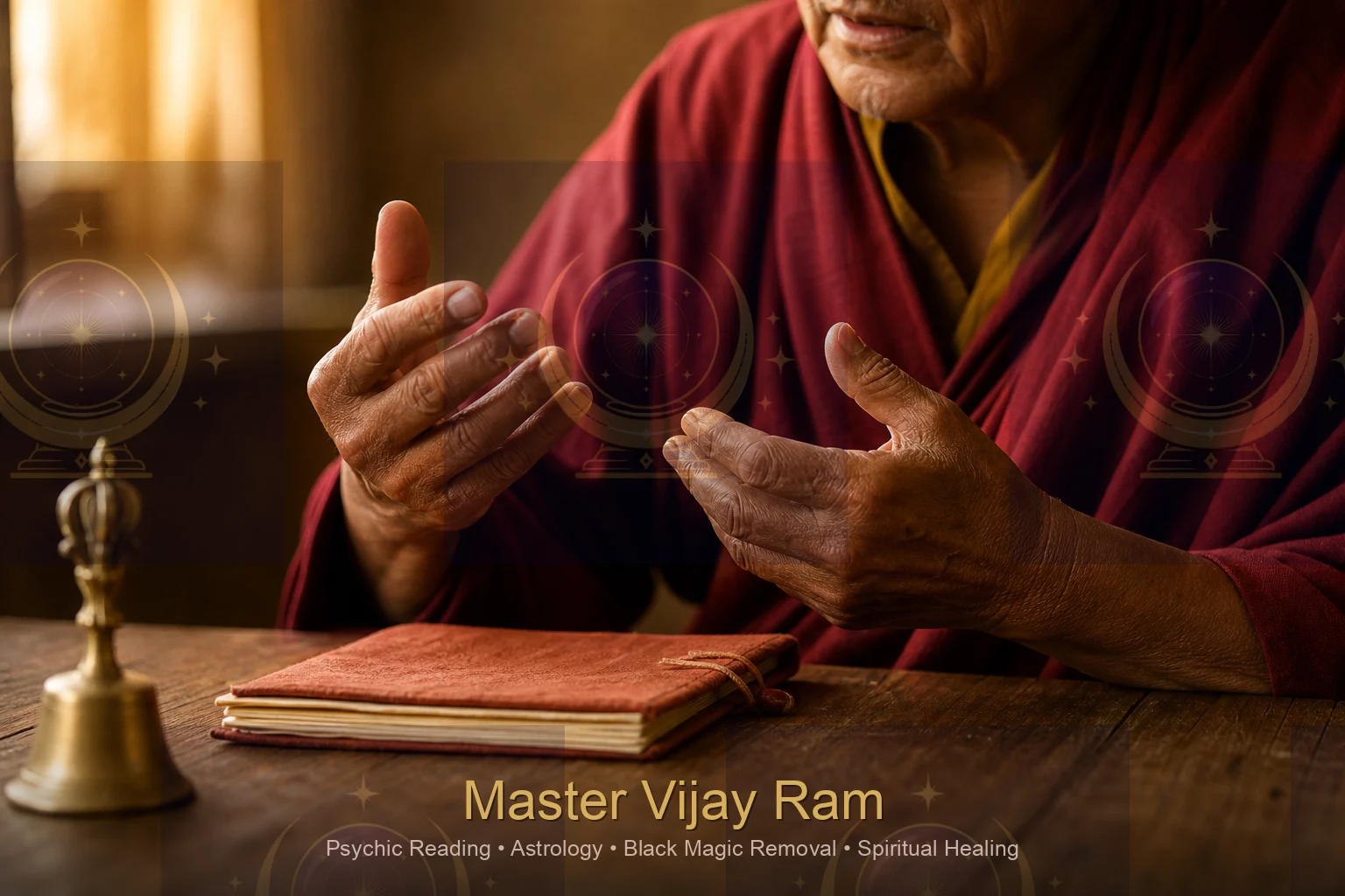 Practitioner discussing guidance during accurate psychic reading with Master Vijay Ram