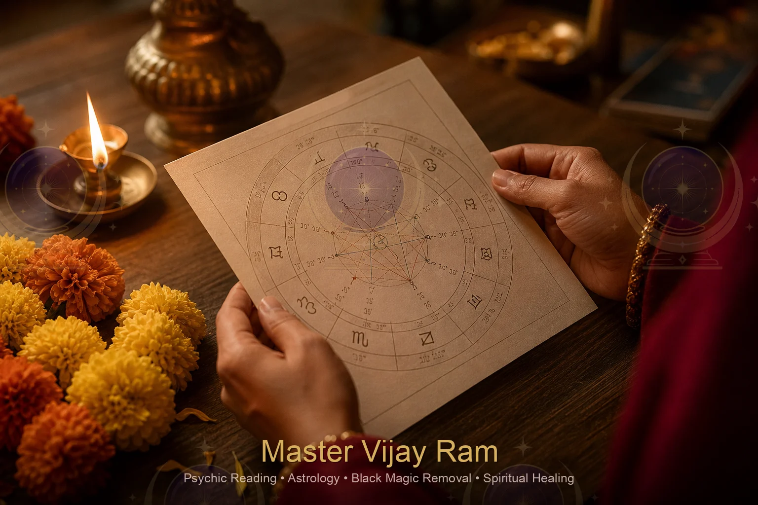 Vedic birth chart review during health consultation with Master Vijay Ram