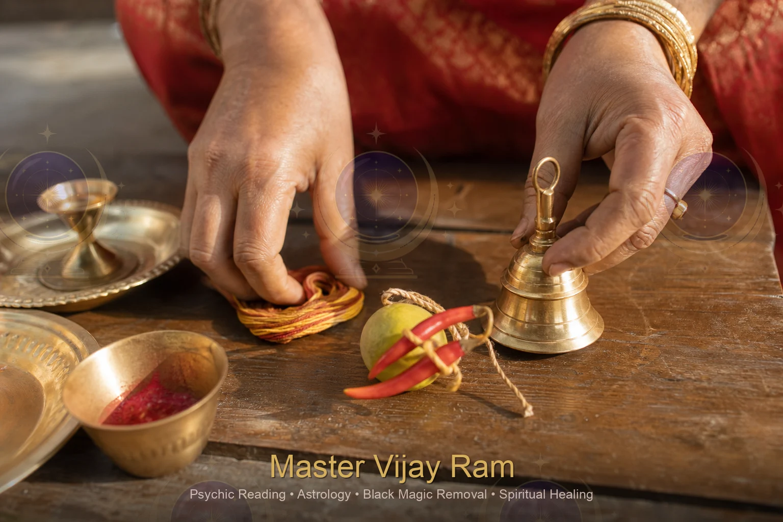 Traditional spiritual protection items used in sessions with Master Vijay Ram