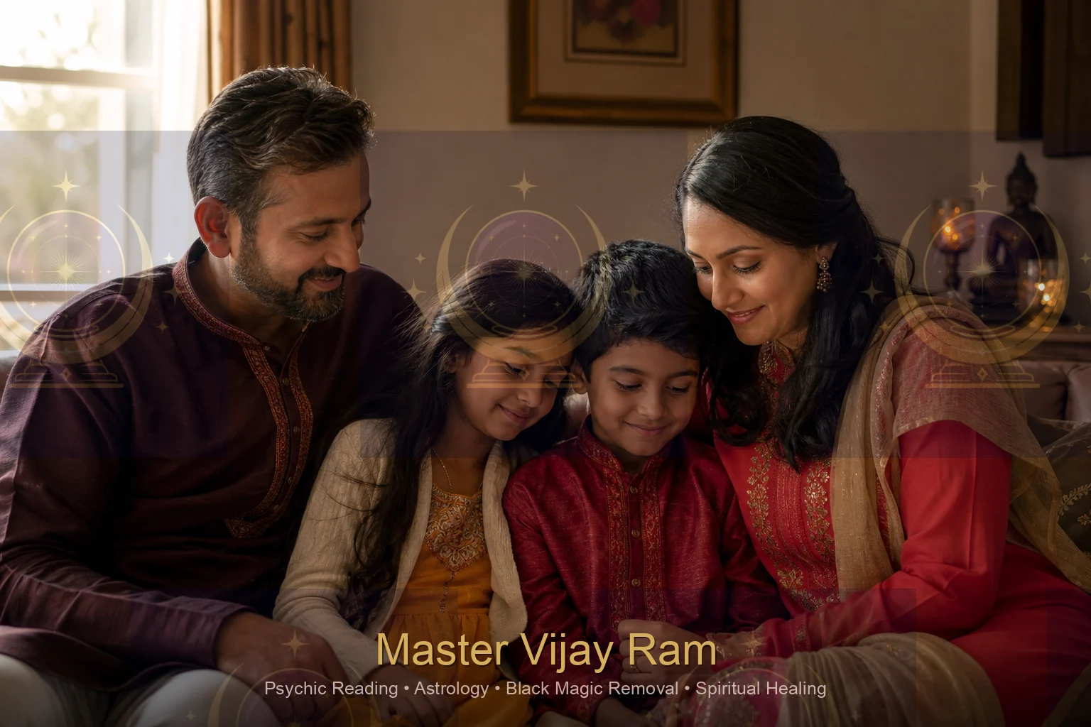 Family finding comfort and protection from nazar with Master Vijay Ram