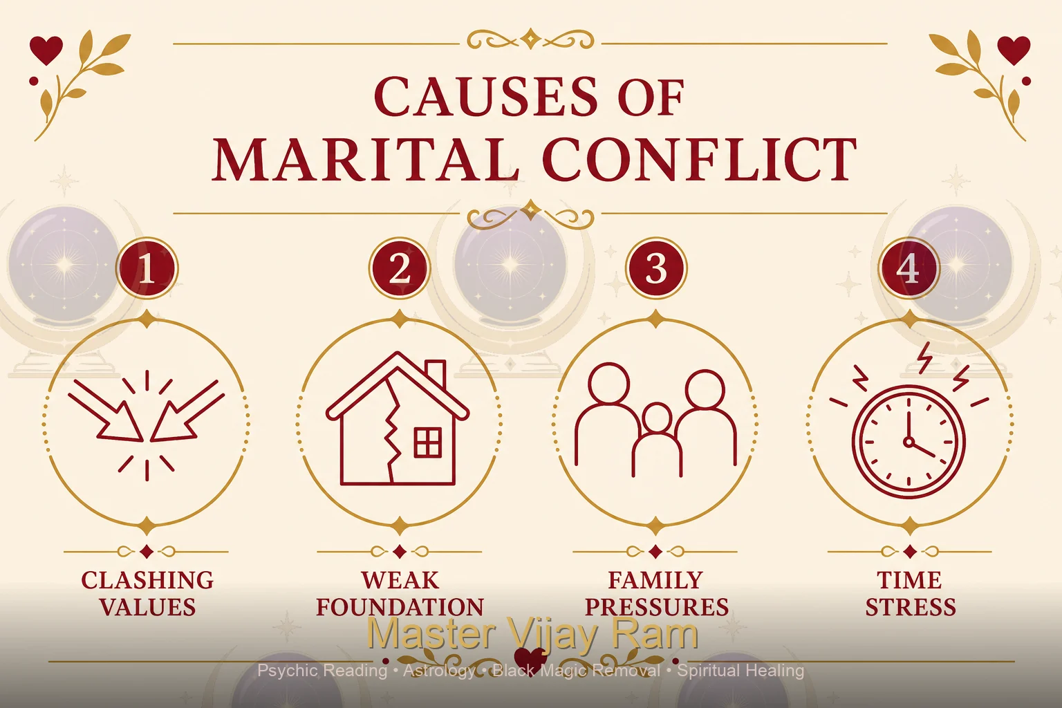 Infographic on husband wife problem causes reviewed by Master Vijay Ram