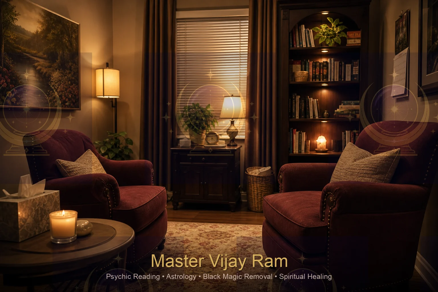 Private consultation room used for timing readings with Master Vijay Ram