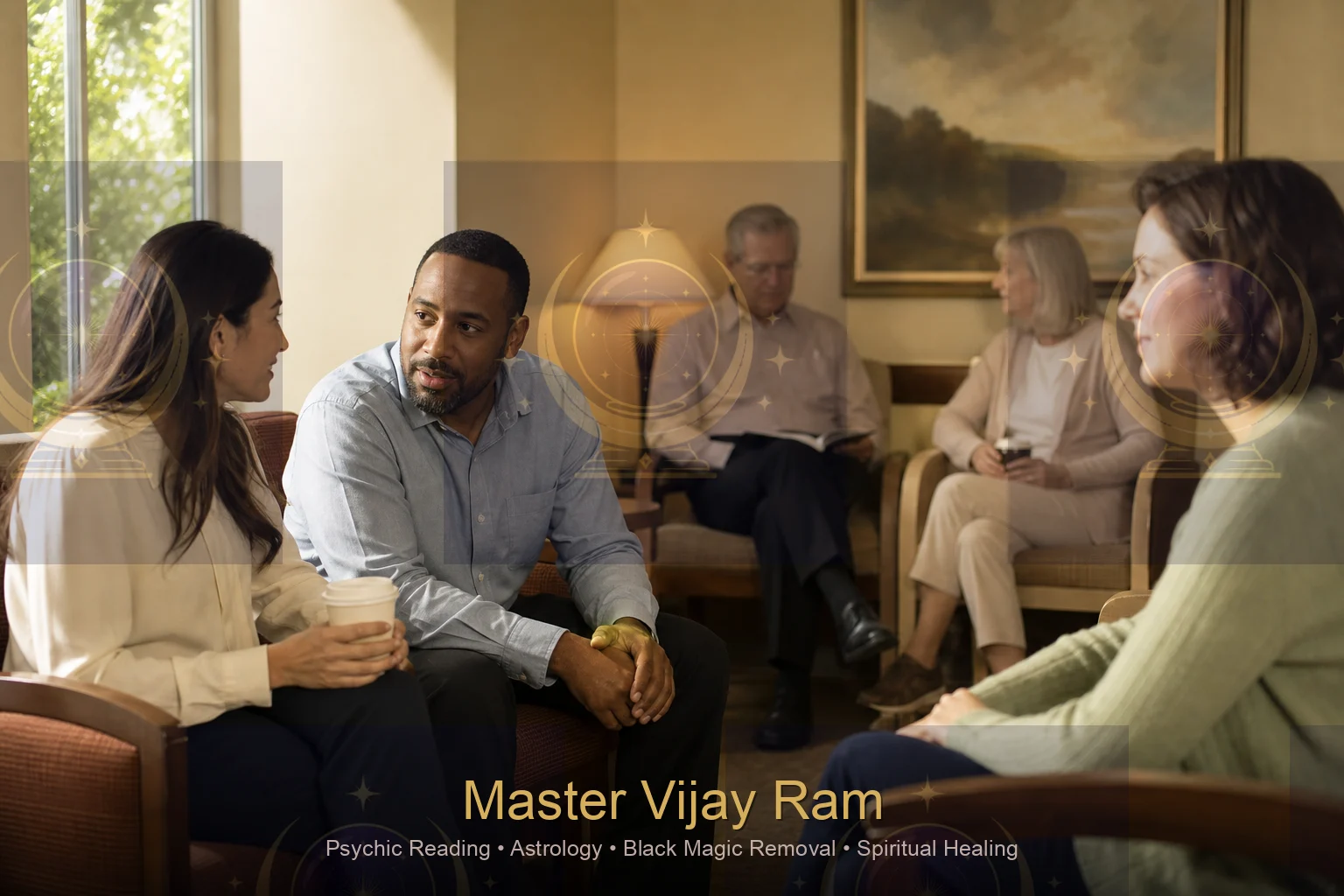 Clients waiting calmly for a consultation, Master Vijay Ram practice in Kitchener