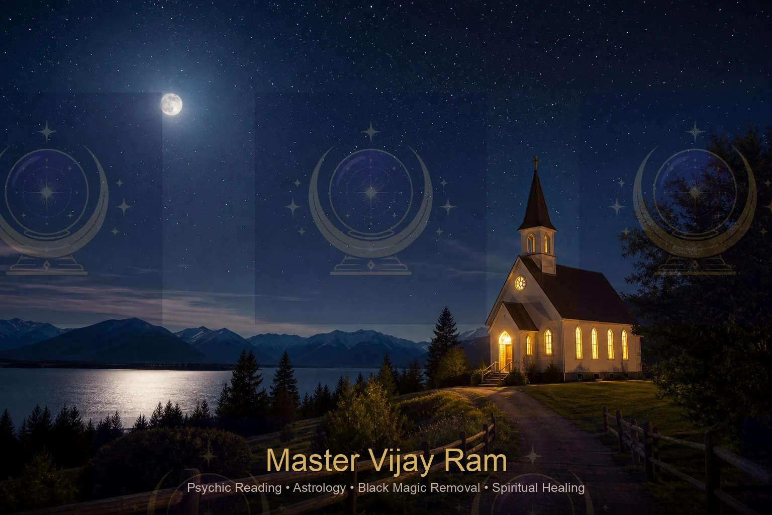 Night sky with stars and moon representing Vedic astrology observation, Master Vijay Ram